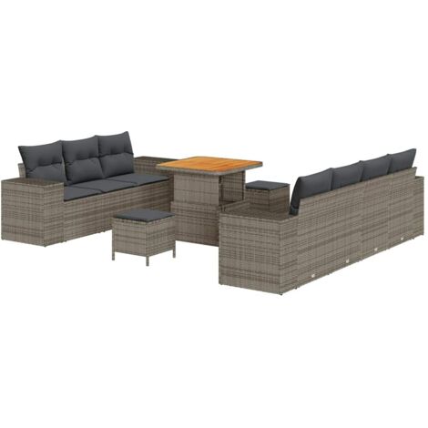 Conjunto de sofá de jardín 10 pcs Gris 80 x 80 x 71 cm vidaXL