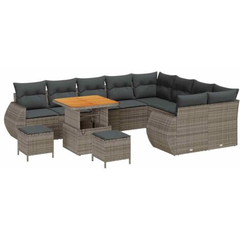 Conjunto de sofá de jardín 12 pcs Gris 80 x 80 x 71 cm vidaXL