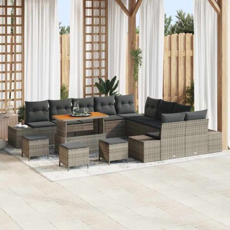 Conjunto de sofá de jardín 13 pcs Gris Claro y Gris Oscuro vidaXL