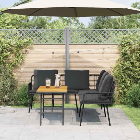 Conjunto de sofá de jardín 2 pcs Negro ratán sintético