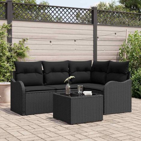 Conjunto de sofá de jardín 5 pcs Beige ratán sintético