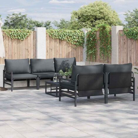 Conjunto de sofá de jardín 6 pcs Antracita Acero & tela vidaXL