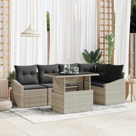 Conjunto de sofá de jardín 6 pcs Gris Claro y Gris Oscuro