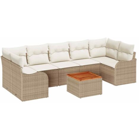 Conjunto de sofá de jardín 8 pcs Beige y blanco