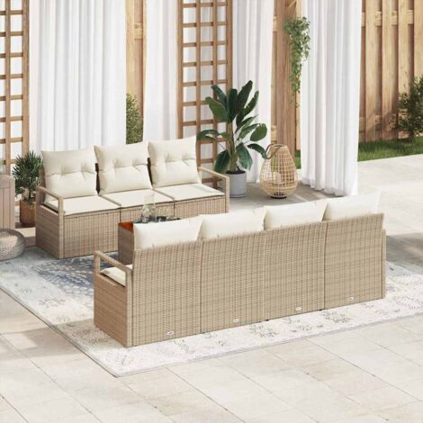 Conjunto de sofá de jardín 8 pcs Beige y blanco vidaXL