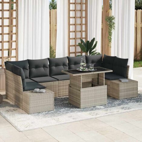 Conjunto de sofá de jardín 8 pcs Gris Claro y Gris Oscuro