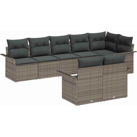 Conjunto de sofá de jardín 8 pcs Gris ratán sintético vidaXL