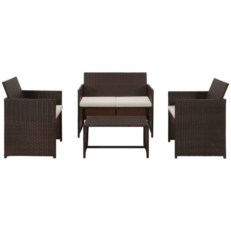 

vidaXL Set muebles de jardín 4 piezas y cojines ratán sintético marrón - Marrón