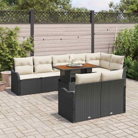 Conjunto de sofá de jardín 9 pcs Negro Poliratán vidaXL