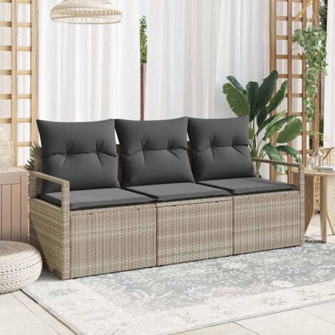 Conjunto de sofá de jardín con cojín 3 pcs Gris Claro vidaXL