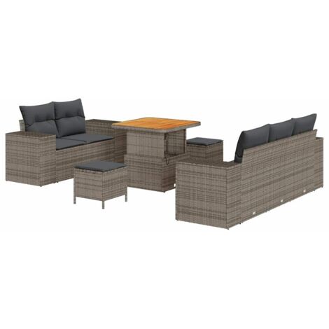 Conjunto de sofá de jardín con cojín Manual 8 pcs Gris vidaXL