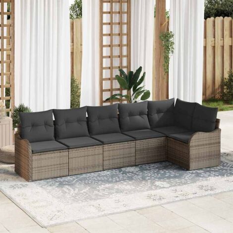 Conjunto de sofá de jardín Gris ratán sintético vidaXL