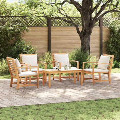 Conjunto de sofá de jardín Natural Madera de teca maciza