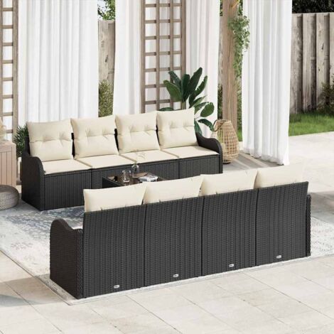Conjunto de sofá de jardín Negro 55 x 55 x 37 cm