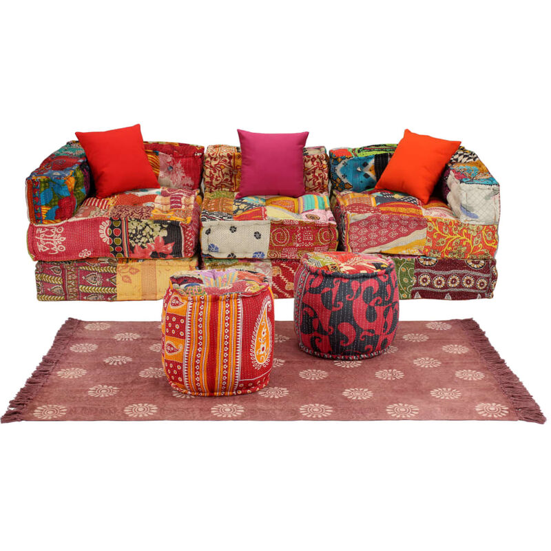 

Conjunto de sofá modular 12 piezas tela de patchwork - Multicolor - Vidaxl