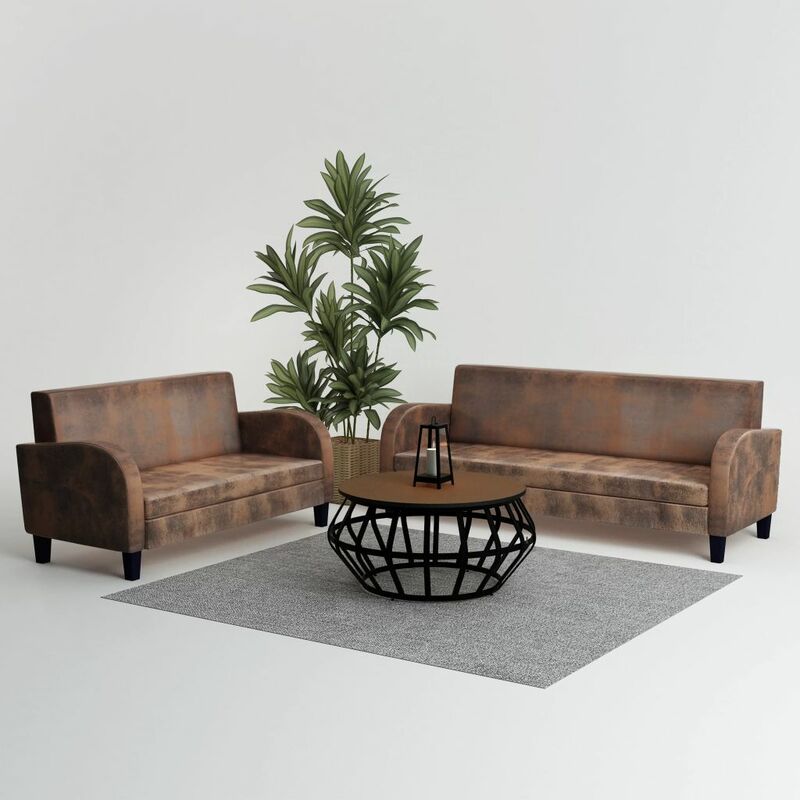 

Conjunto de sofas 2 piezas ante artificial marron