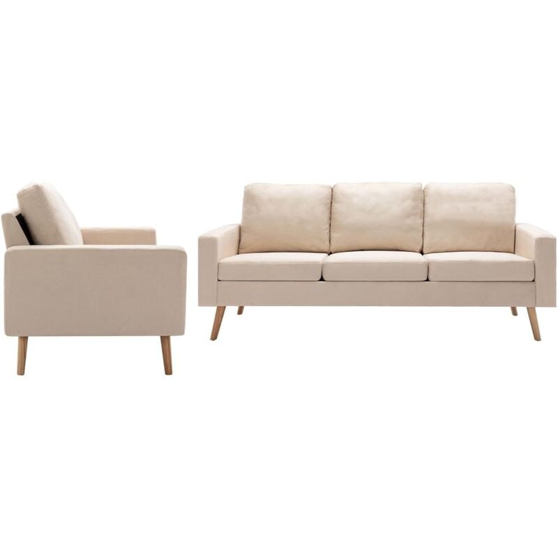 

Conjunto de sofás 2 piezas de tela color crema