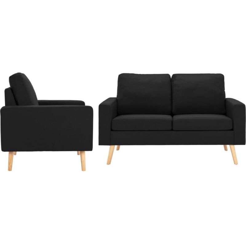 

Sofá de Tela de 1 Pieza 2 Piezas Negro - Negro - Vidaxl
