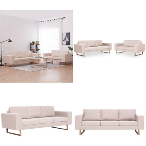 Conjunto de sofás 2 piezas tela color crema - Sofás de 2 plazas - Sofás de 3 plazas