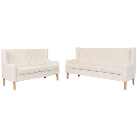 Conjunto de sofás 2 piezas tela  crema