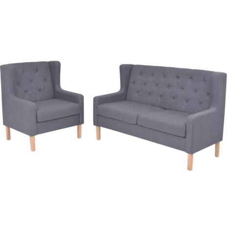 Conjunto de sofás 2 piezas tela gris