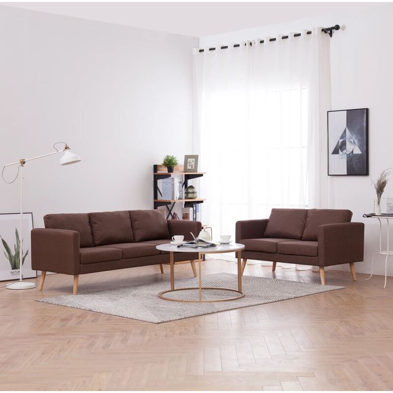 

Asupermall - Conjunto de sofas 2 piezas tela marron