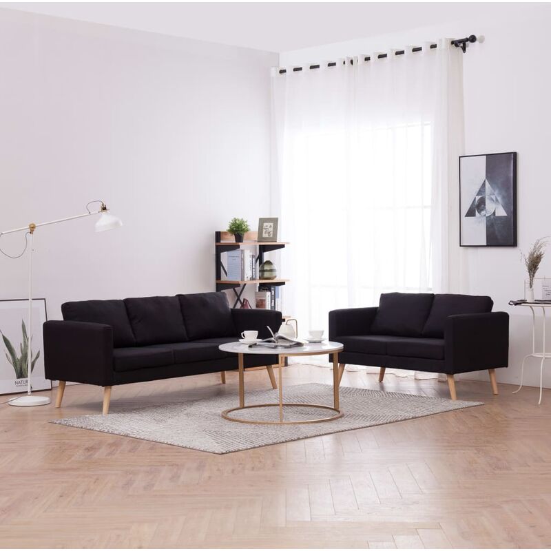 

Asupermall - Conjunto de sofas 2 piezas tela negro