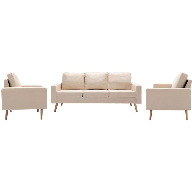 

Conjunto de sofás 3 piezas de tela color crema