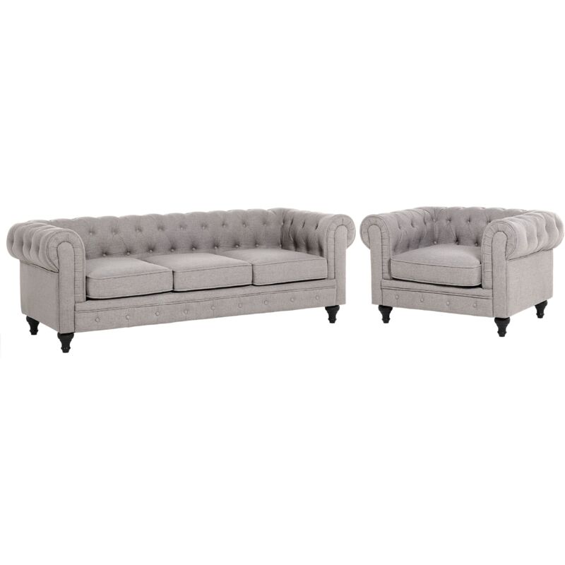 

Conjunto de sofás 4 plazas gris claro CHESTERFIELD