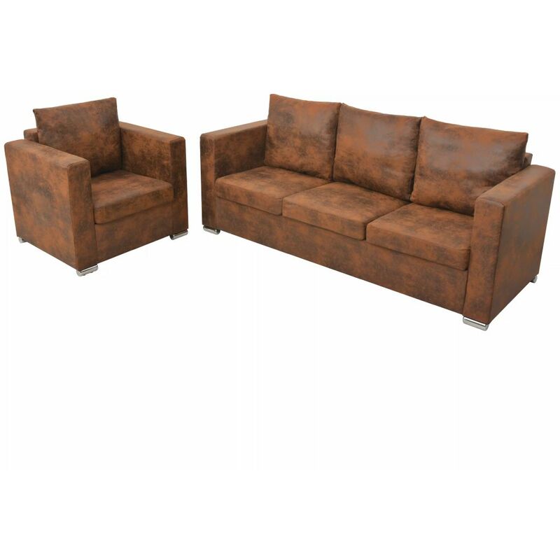 

Conjunto de sofas de 2 piezas de piel artificial de ante