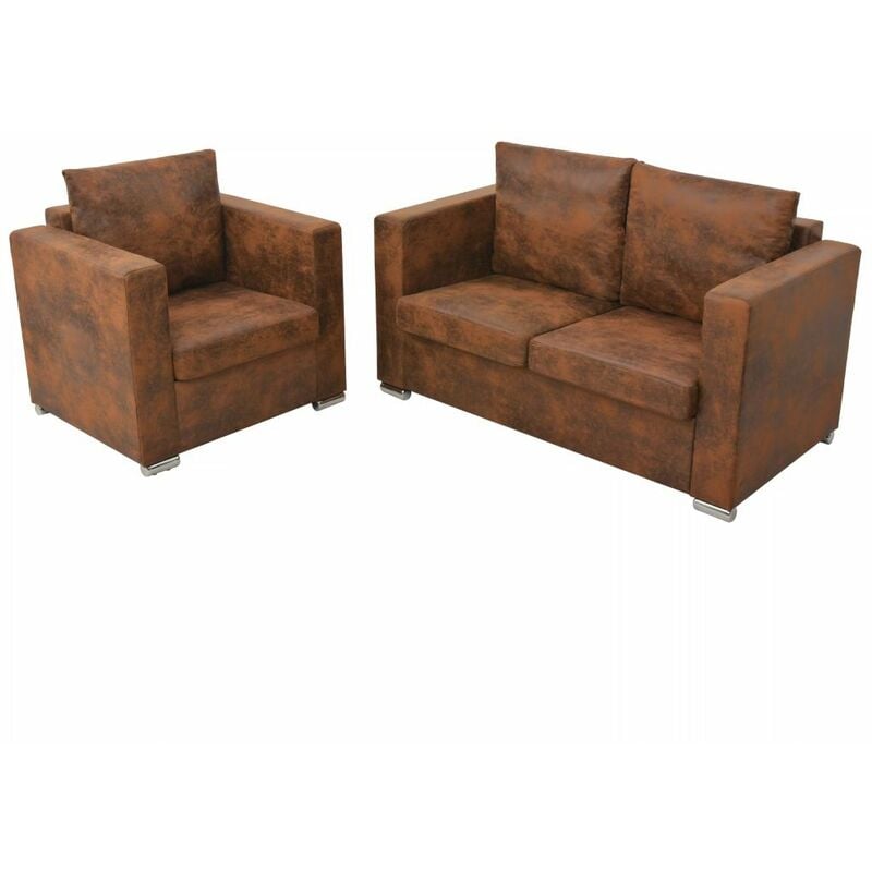 

Conjunto de sofás de 2 piezas de piel de ante artificial