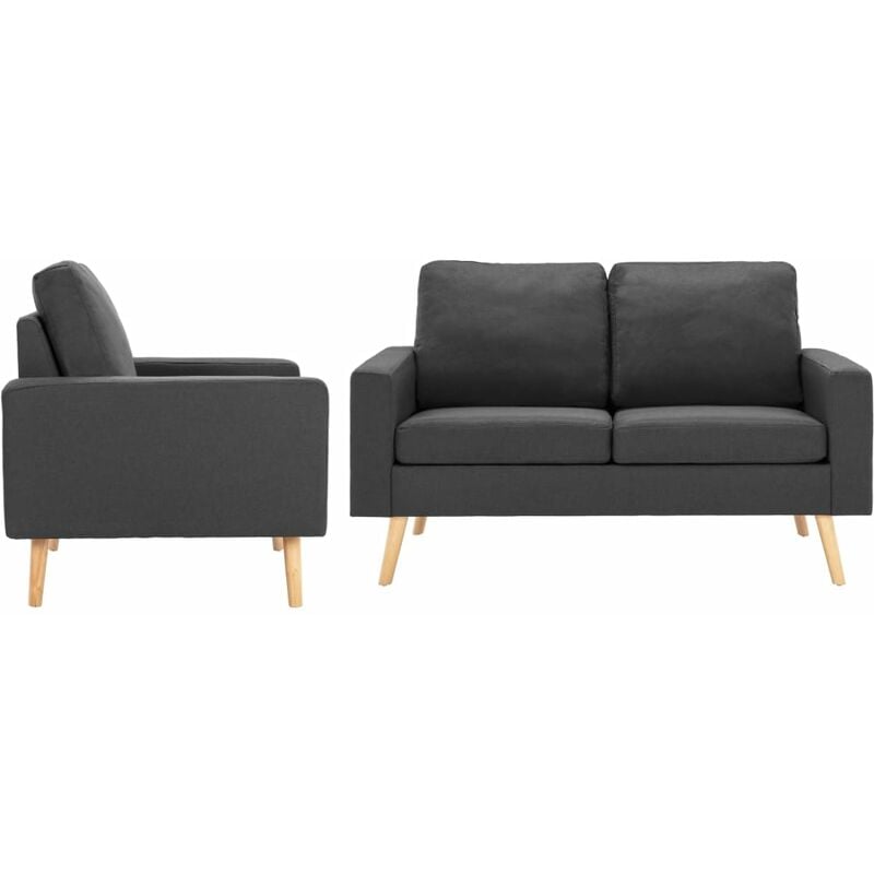 

Conjunto de sofás de 2 piezas tela gris oscuro