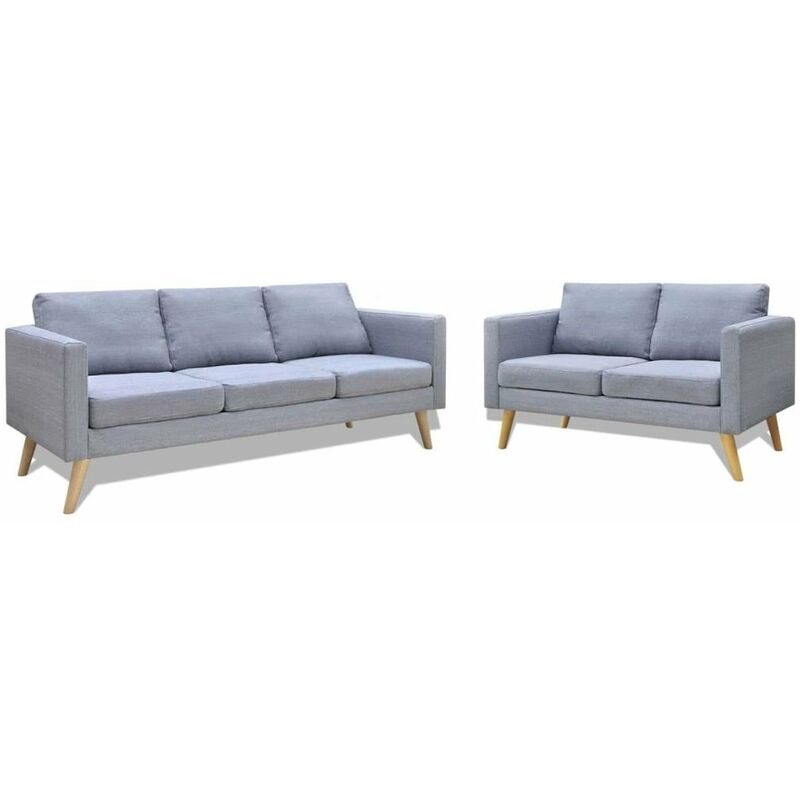 

Conjunto de sofas de 2 y 3 plazas de tela gris claro