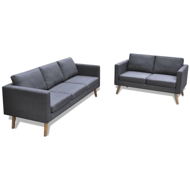 

Conjunto de sofás de 2 y 3 plazas de tela gris oscuro
