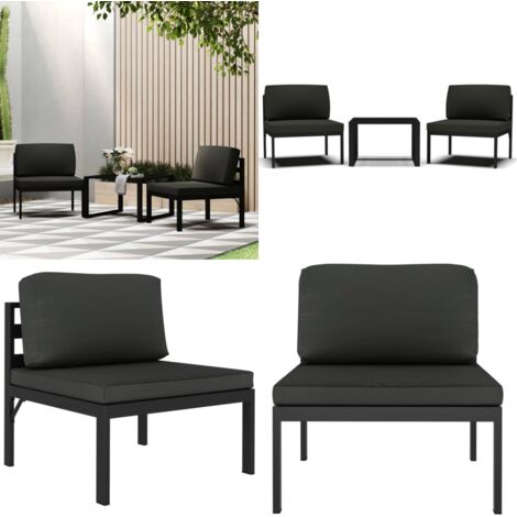 Conjunto de sofás de 3 piezas con cojines aluminio antracita - Sofás modulares - Sofás de exterior