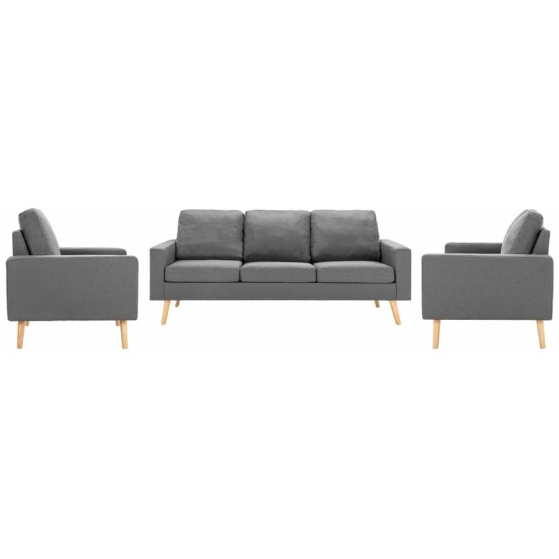 

Conjunto de sofas de 3 piezas tela gris claro
