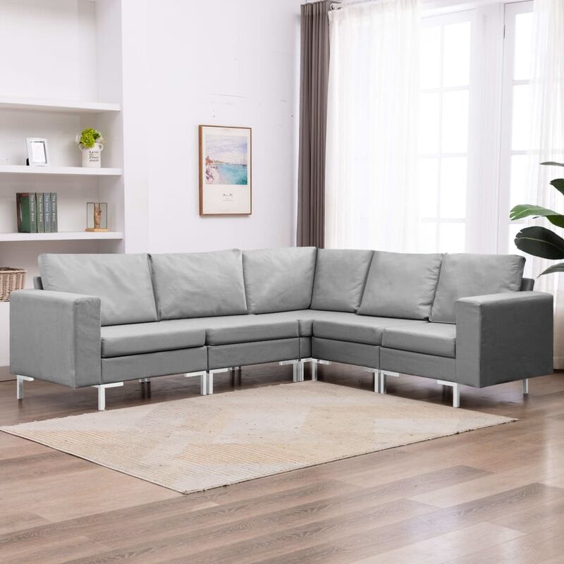 

Conjunto de sofás de 5 piezas tela gris claro