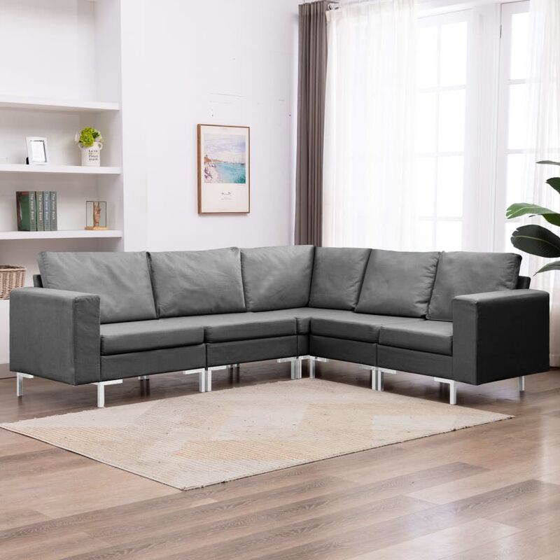 

Conjunto de sofás de 5 piezas tela gris oscuro