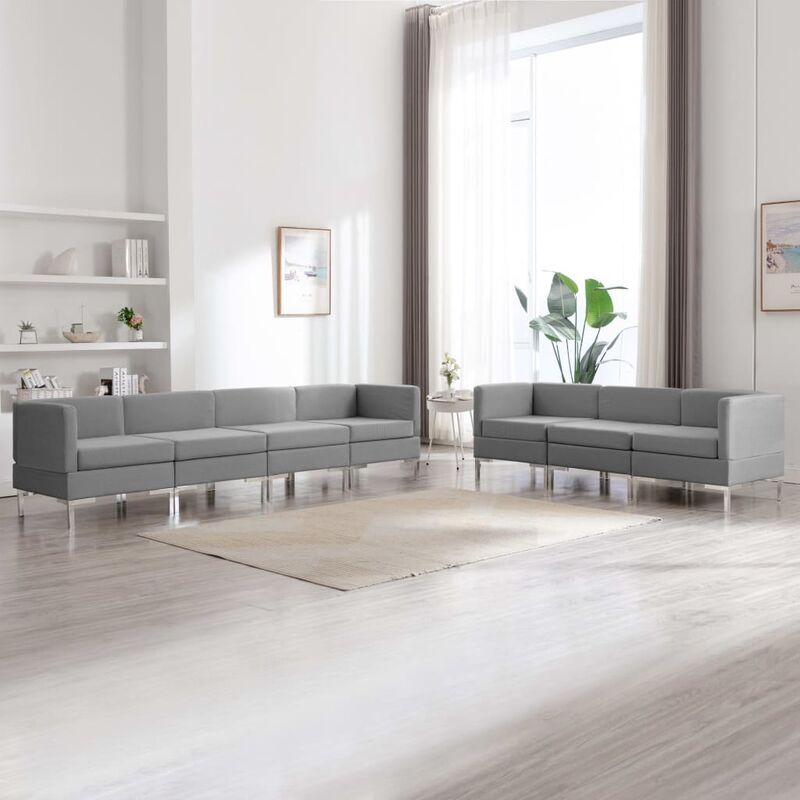

Conjunto de sofás de 7 piezas tela gris claro