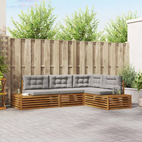 Conjunto de sofás de exterior 4 Pieza Gris Natural y Claro