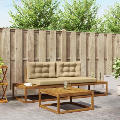 Conjunto de sofás de exterior con cojín Natural y Beige