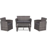 Conjunto de sofás de exterior de 8 piezas ratán sintético gris