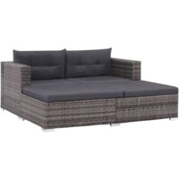 Conjunto de sofás de exterior de 8 piezas ratán sintético gris