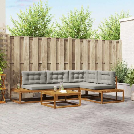 Conjunto de sofás de exterior Gris Natural y Claro