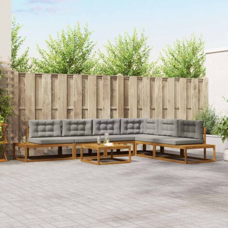 Conjunto de sofás de exterior Gris Natural y Claro