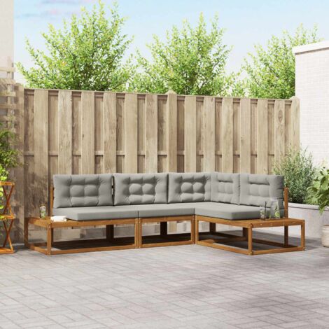 Conjunto de sofás de exterior Gris Natural y Claro