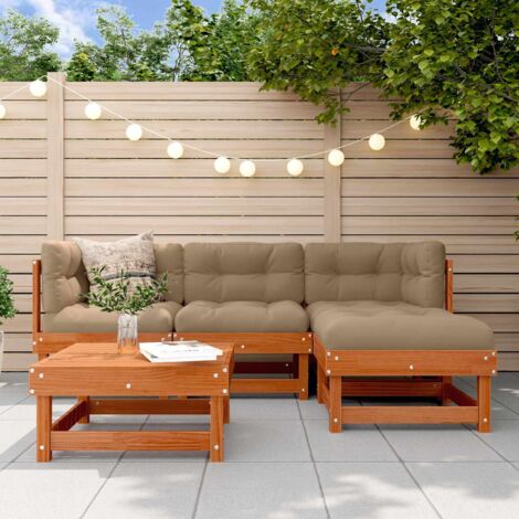 Conjunto de Sofás de Jardín 15 pcs Marrón Cera