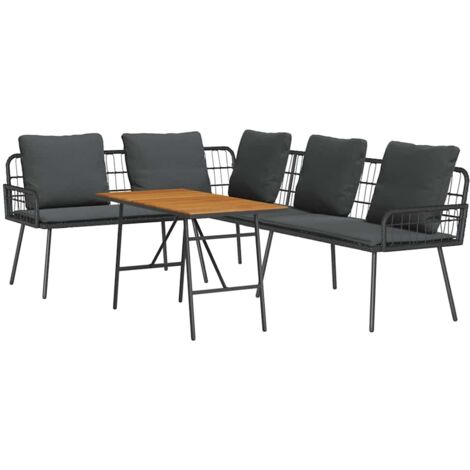 Conjunto de sofás de jardín 2 pcs Negro ratán sintético vidaXL