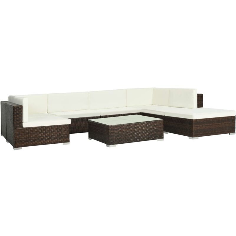 

vidaXL Set muebles de jardín 8 piezas y cojines ratán sintético marrón - Marrón