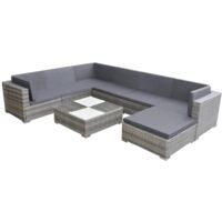 Conjunto de sofás de jardín 24 piezas ratán sintético gris